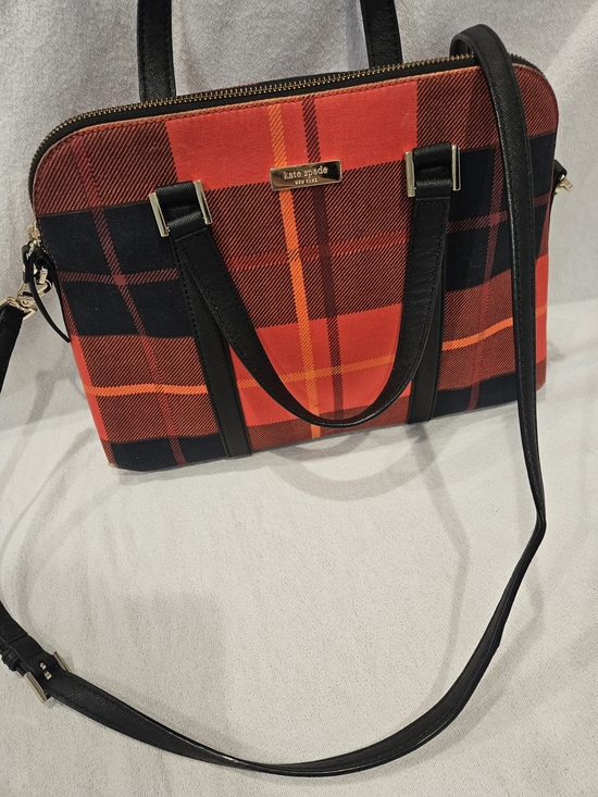 kate spade Handbags - kate spade New York Newbury Lane Red Plaid Tote with Black Leather Trim Purse